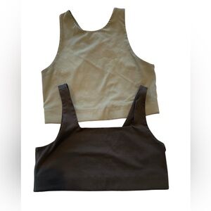 Girlfriend Collective sport bra/ top set green and grey size M